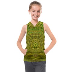 Gold Golden Sunset Mandala Kids  Sleeveless Hoodie by pepitasart