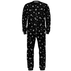 Black And White Intricate Geometric Print Onepiece Jumpsuit (men)  by dflcprintsclothing