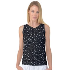 Black And White Intricate Geometric Print Women s Basketball Tank Top by dflcprintsclothing