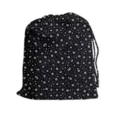 Black And White Intricate Geometric Print Drawstring Pouch (2xl)