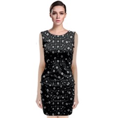 Black And White Intricate Geometric Print Classic Sleeveless Midi Dress