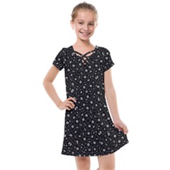 Black And White Intricate Geometric Print Kids  Cross Web Dress by dflcprintsclothing