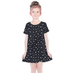 Black And White Intricate Geometric Print Kids  Simple Cotton Dress by dflcprintsclothing