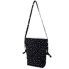 Black And White Intricate Geometric Print Folding Shoulder Bag