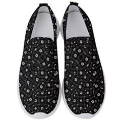 Black And White Intricate Geometric Print Men s Slip On Sneakers by dflcprintsclothing