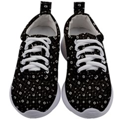 Black And White Intricate Geometric Print Kids Athletic Shoes by dflcprintsclothing