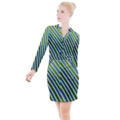 Blueglow Button Long Sleeve Dress by Sparkle