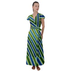 Blueglow Flutter Sleeve Maxi Dress