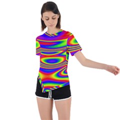 Rainbow Asymmetrical Short Sleeve Sports Tee