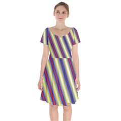 Colorful Strips Short Sleeve Bardot Dress by Sparkle