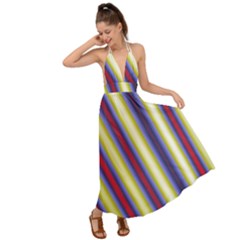 Colorful Strips Backless Maxi Beach Dress by Sparkle