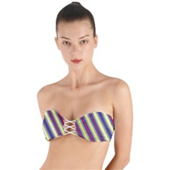 Colorful Strips Twist Bandeau Bikini Top