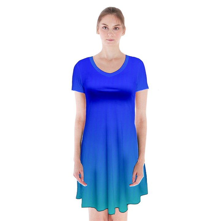 Turquis Short Sleeve V-neck Flare Dress