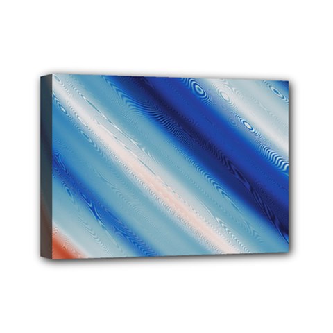 Blue White Mini Canvas 7  X 5  (stretched)