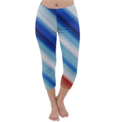 Blue White Capri Winter Leggings  by Sparkle