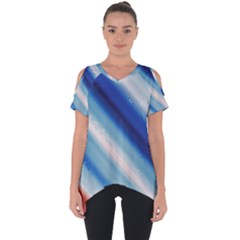 Blue White Cut Out Side Drop Tee by Sparkle