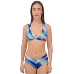 Blue White Double Strap Halter Bikini Set by Sparkle