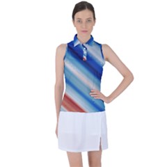 Blue White Women s Sleeveless Polo Tee