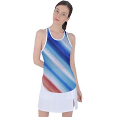 Blue White Racer Back Mesh Tank Top