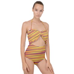 Rainbow Waves Scallop Top Cut Out Swimsuit