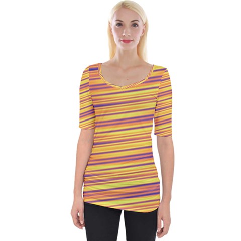 Colorful Strips Wide Neckline Tee by Sparkle