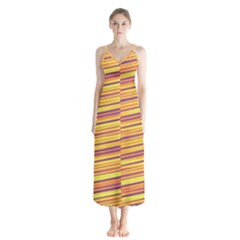 Colorful Strips Button Up Chiffon Maxi Dress by Sparkle