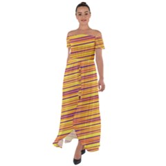 Colorful Strips Off Shoulder Open Front Chiffon Dress by Sparkle