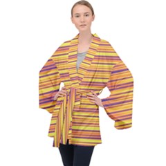 Colorful Strips Long Sleeve Velvet Kimono  by Sparkle