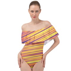 Colorful Strips Off Shoulder Velour Bodysuit  by Sparkle