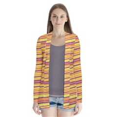 Strips Hole Drape Collar Cardigan by Sparkle