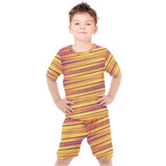 Strips Hole Kids  Tee And Shorts Set by Sparkle