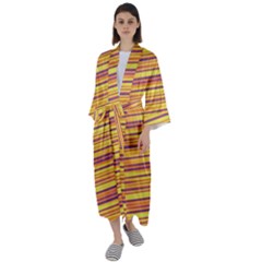 Strips Hole Maxi Satin Kimono