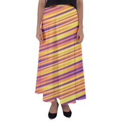 Orange Strips Flared Maxi Skirt by Sparkle