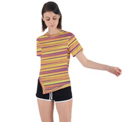 Orange Strips Asymmetrical Short Sleeve Sports Tee