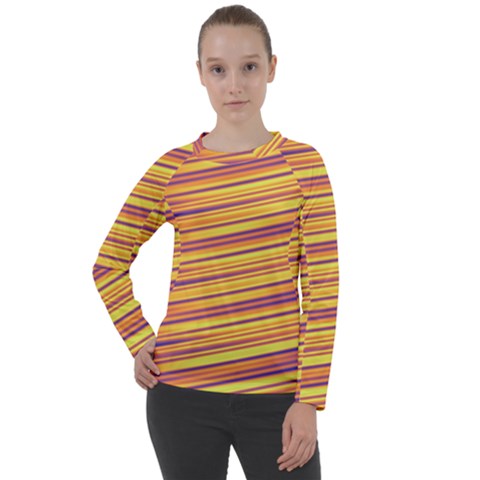 Orange Strips Women s Long Sleeve Raglan Tee by Sparkle