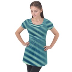 Blue Strips Puff Sleeve Tunic Top by Sparkle