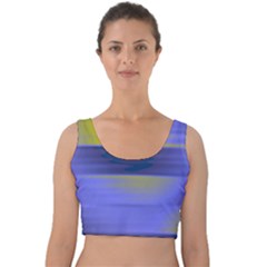 Blue Strips Velvet Crop Top by Sparkle