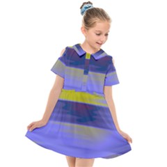 Blue Strips Kids  Short Sleeve Shirt Dress by Sparkle