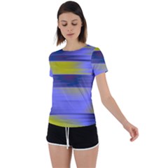 Blue Strips Back Circle Cutout Sports Tee