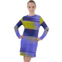 Blue Strips Long Sleeve Hoodie Dress View1