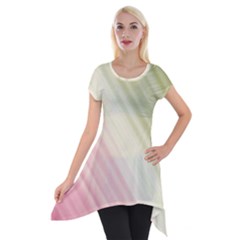 Pink Green Short Sleeve Side Drop Tunic