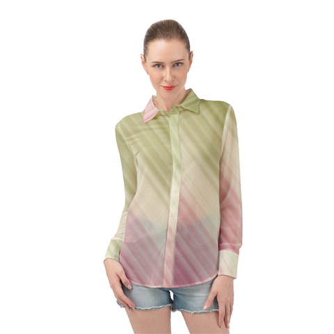 Pink Green Long Sleeve Chiffon Shirt by Sparkle