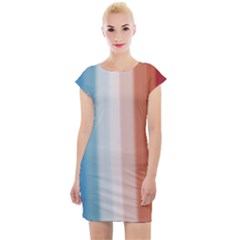 Blue,white Red Cap Sleeve Bodycon Dress by Sparkle