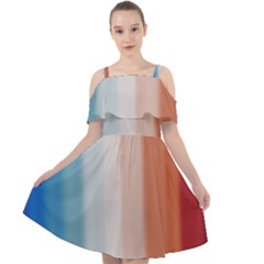 Blue,white Red Cut Out Shoulders Chiffon Dress