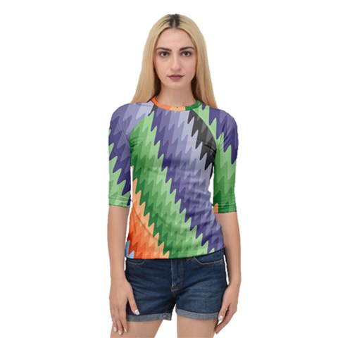 Zigzag Waves Quarter Sleeve Raglan Tee by Sparkle