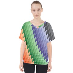 Zigzag Waves V-neck Dolman Drape Top by Sparkle