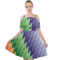 Zigzag Waves Cut Out Shoulders Chiffon Dress