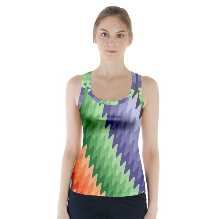 Grey Strips Racer Back Sports Top