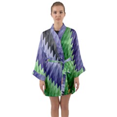 Grey Strips Long Sleeve Satin Kimono by Sparkle