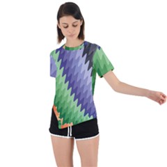 Grey Strips Asymmetrical Short Sleeve Sports Tee